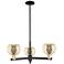 Arcadia Athens 28"W 3-Lt Black Brass Stem Chandelier w/ Mercury Shade