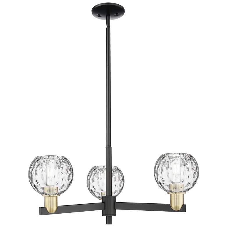 Image 1 Arcadia Athens 28"W 3-Lt Black Brass Stem Chandelier w/ Water Glass Shade