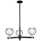 Arcadia Athens 28"W 3-Lt Black Brass Stem Chandelier w/ Water Glass Shade