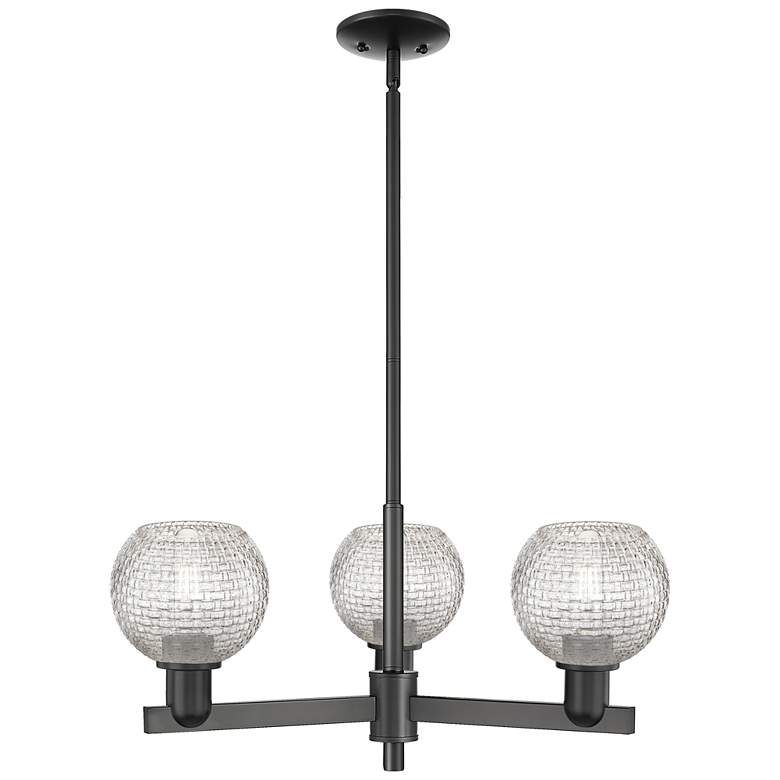 Image 1 Arcadia Athens 28"W 3-Lt Black Stem Chandelier w/ Basketweave Shade