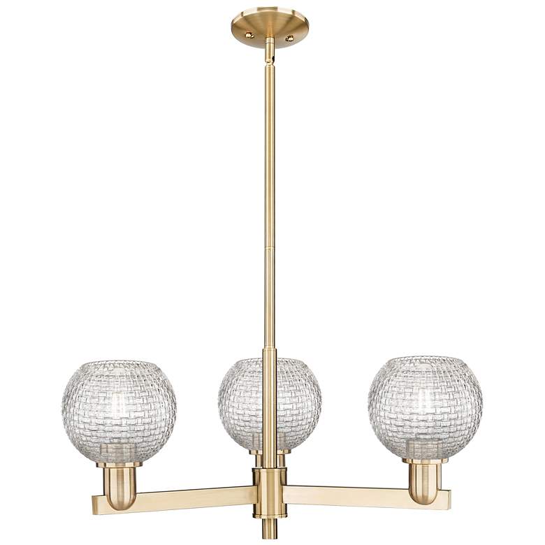 Image 1 Arcadia Athens 28"W 3-Lt Bronze Stem Chandelier w/ Basketweave Shade