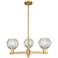 Arcadia Athens 28"W 3-Lt Brushed Brass Stem Chandelier w/ Basketweave Shade