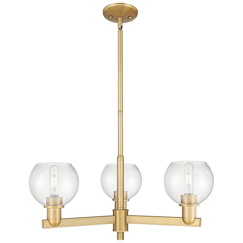 Image 1 Arcadia Athens 28"W 3-Lt Brushed Brass Stem Chandelier w/ Seedy Shade