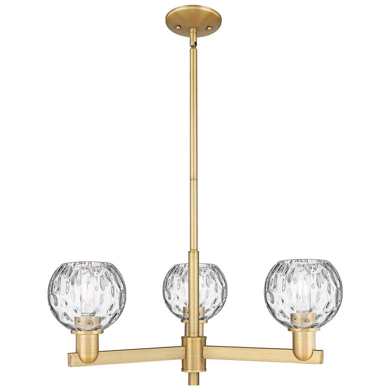 Image 1 Arcadia Athens 28"W 3-Lt Brushed Brass Stem Chandelier w/ Water Glass Shade