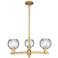 Arcadia Athens 28"W 3-Lt Brushed Brass Stem Chandelier w/ Water Glass Shade