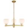 Arcadia Athens 28"W 3-Lt Brushed Brass Stem Chandelier w/ White Shade
