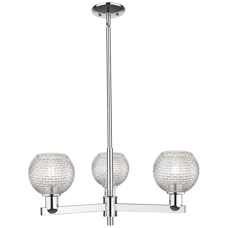Image 1 Arcadia Athens 28"W 3-Lt Chrome Stem Chandelier w/ Basketweave Shade