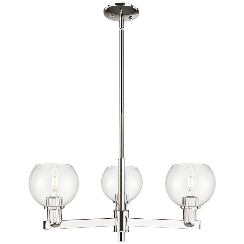 Image 1 Arcadia Athens 28"W 3-Lt Polished Nickel Stem Chandelier w/ Clear Shade
