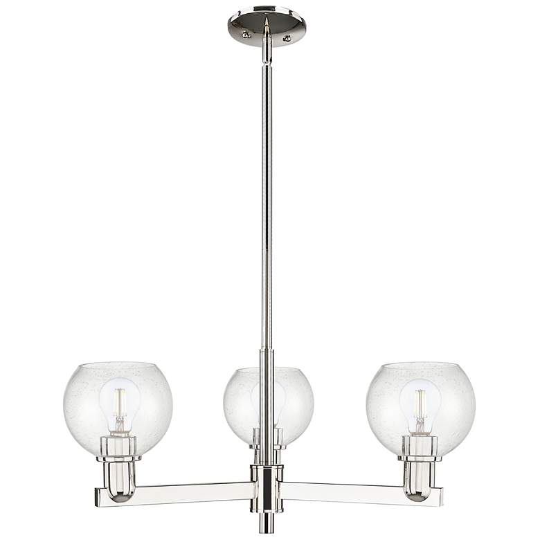Image 1 Arcadia Athens 28"W 3-Lt Polished Nickel Stem Chandelier w/ Seedy Shade