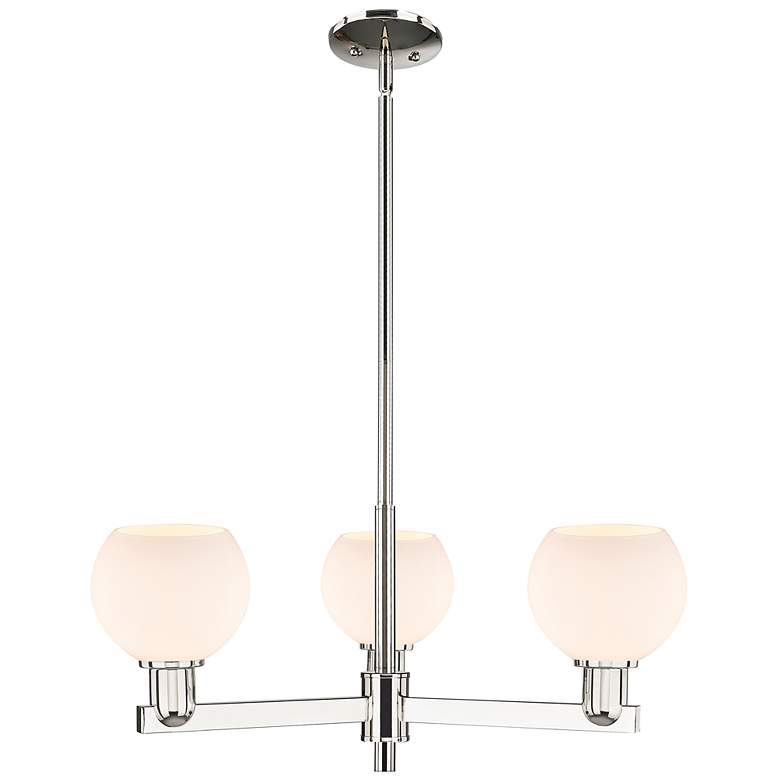 Image 1 Arcadia Athens 28"W 3-Lt Polished Nickel Stem Chandelier w/ White Shade