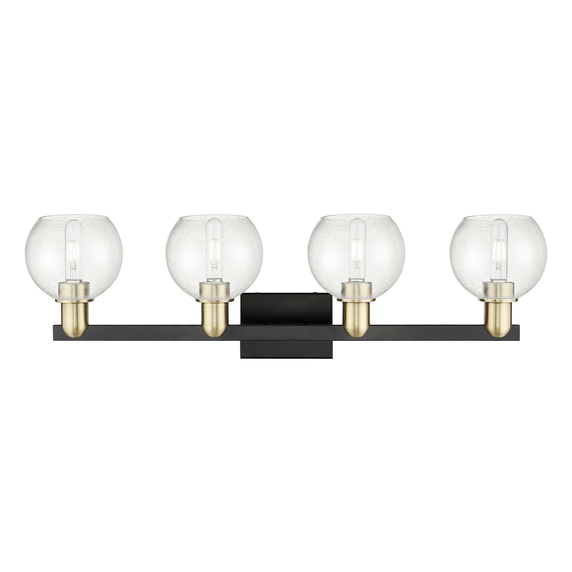 Image 2 Arcadia Athens 33"W 4 Light Black And Brass Bath Light w/ Seedy Shade more views