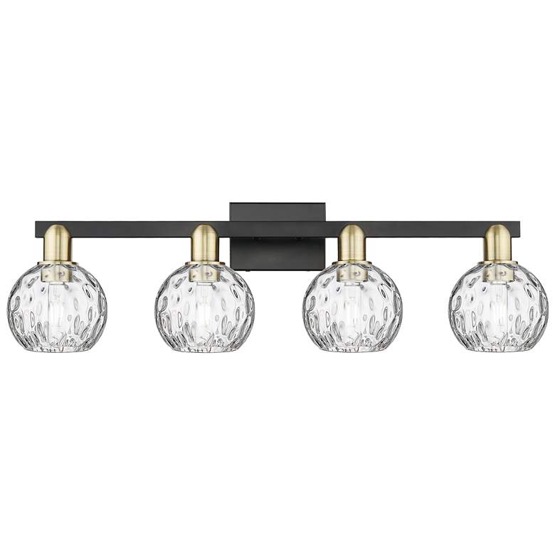Image 1 Arcadia Athens 33"W 4 Light Black Brass Vanity w/ Water Glass Shade