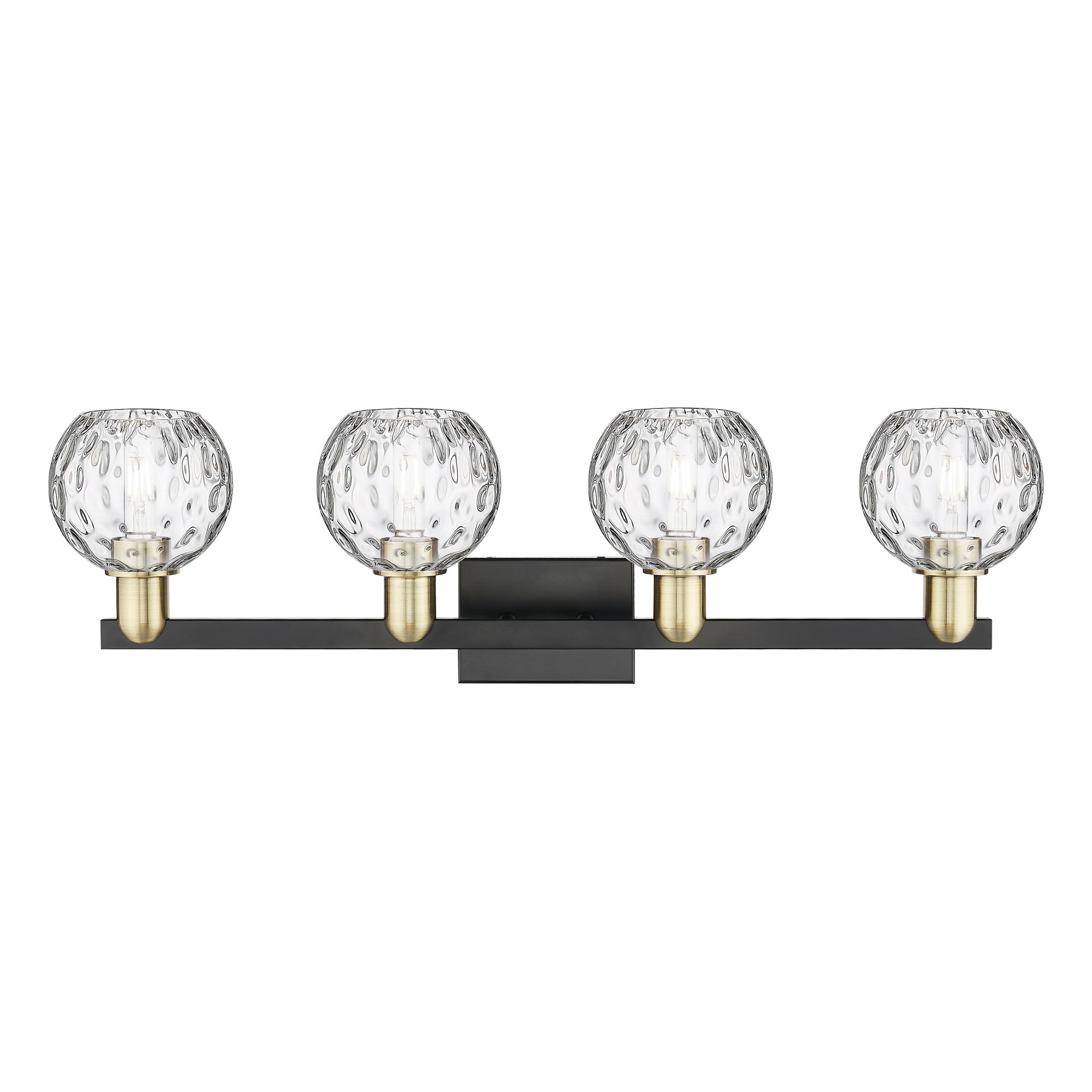 Image 2 Arcadia Athens 33"W 4 Light Black Brass Vanity w/ Water Glass Shade more views