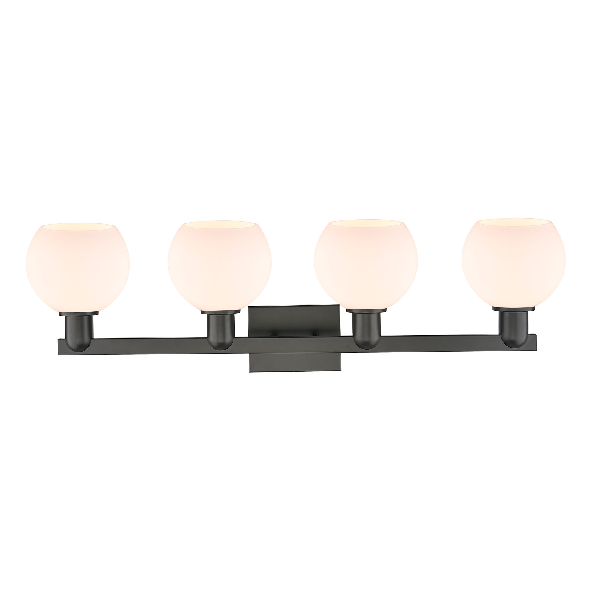 Image 2 Arcadia Athens 33"W 4 Light Black Vanity Light w/ Matte White Shade more views