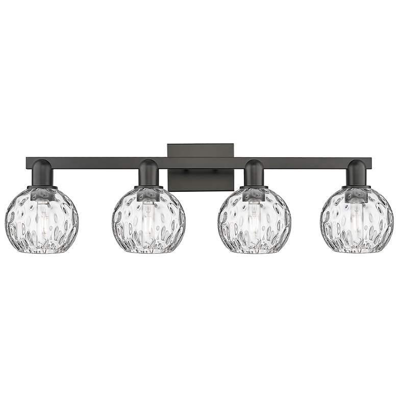 Image 1 Arcadia Athens 33"W 4 Light Black Vanity Light w/ Water Glass Shade