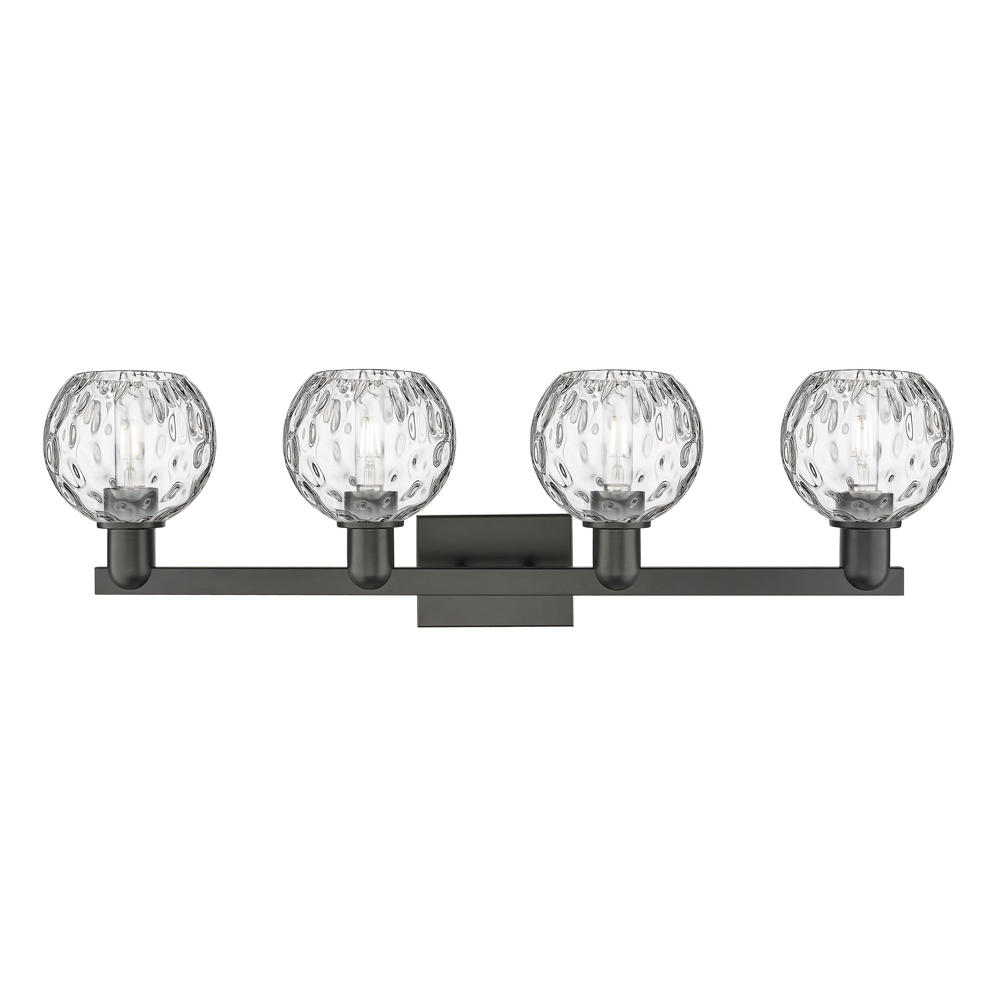 Image 2 Arcadia Athens 33"W 4 Light Black Vanity Light w/ Water Glass Shade more views