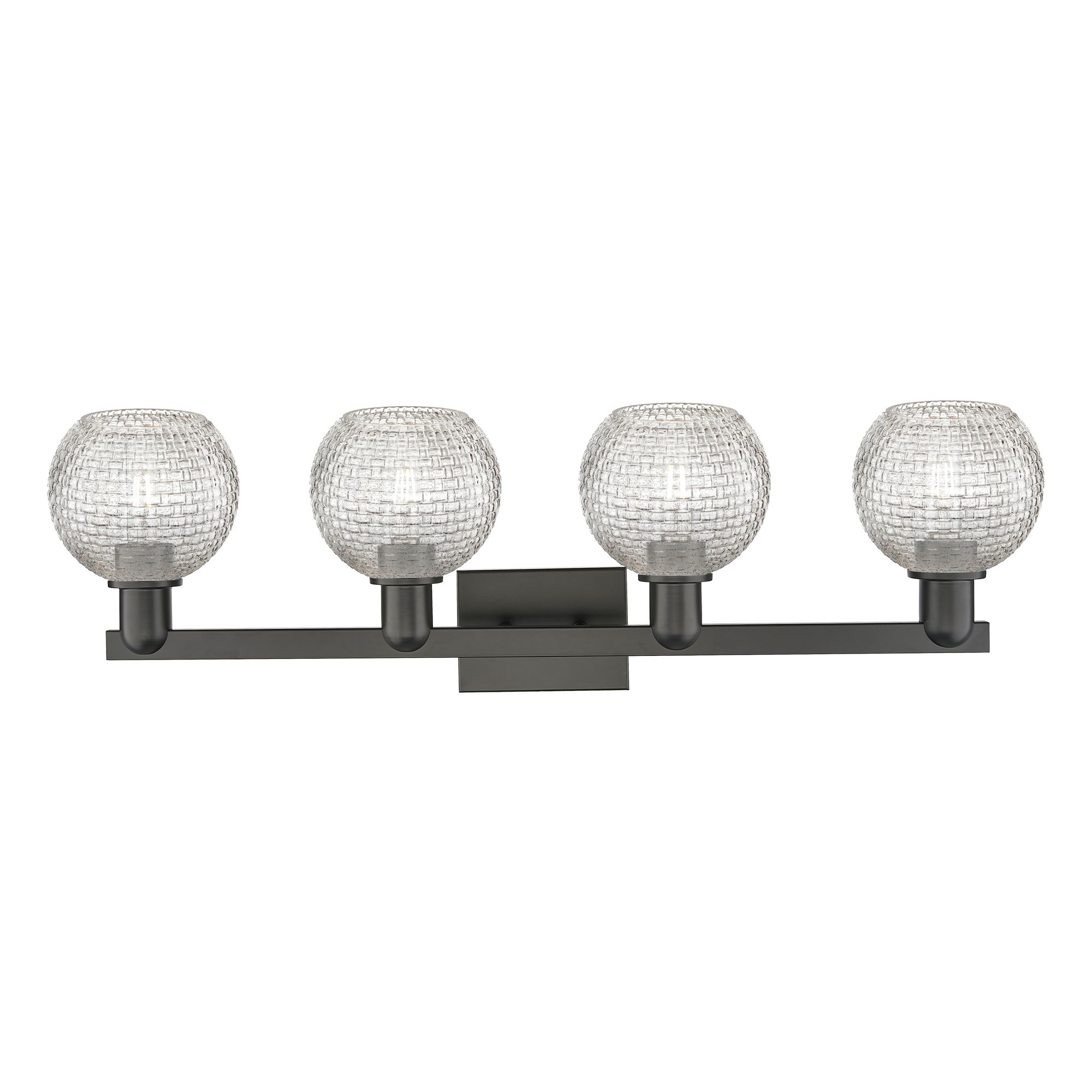 Image 2 Arcadia Athens 33"W 4 Light Black Vanity w/ Clear Basketweave Shade more views