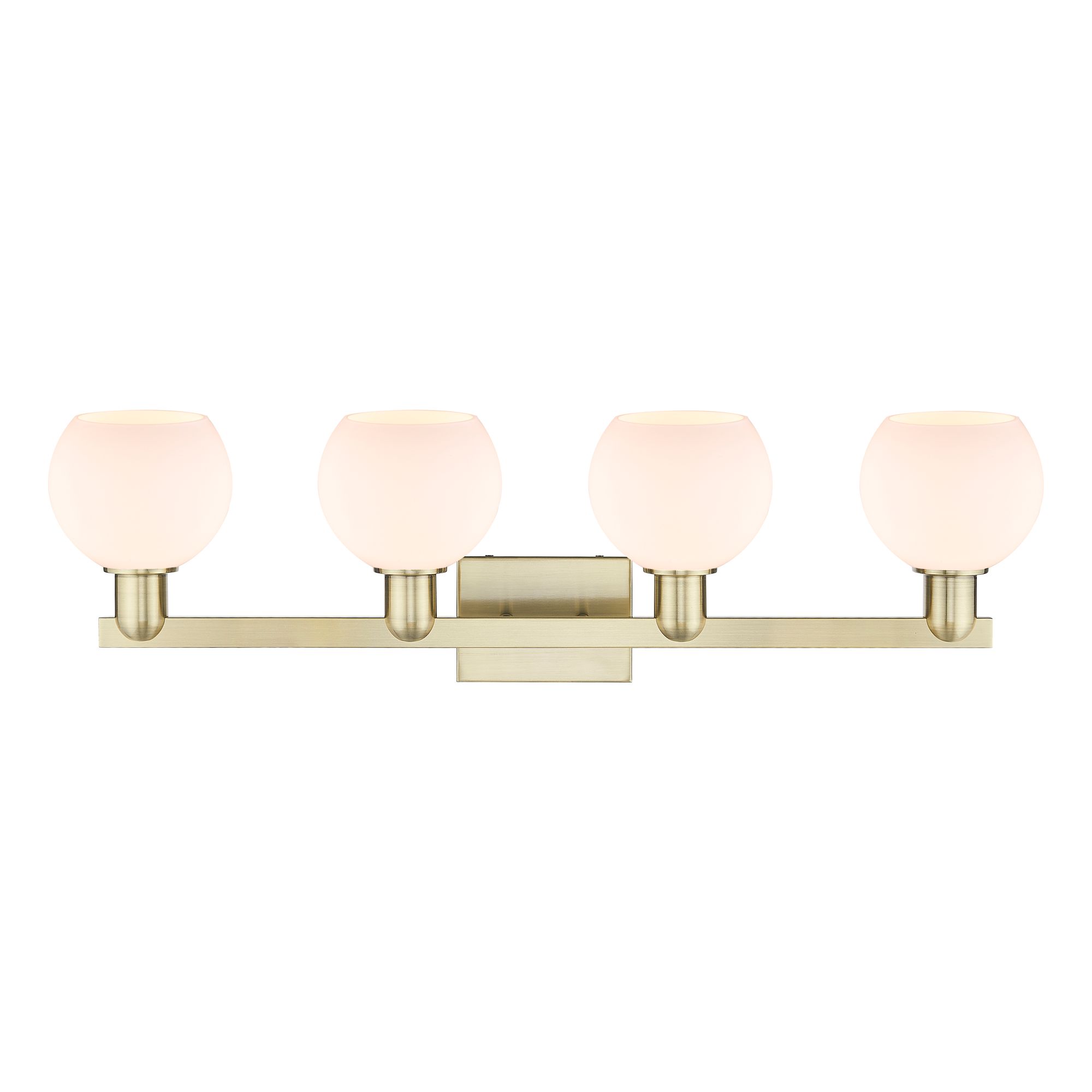 Image 2 Arcadia Athens 33"W 4 Light Brass Vanity Light With Matte White Shade more views