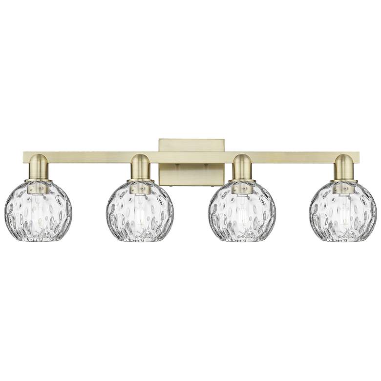 Image 1 Arcadia Athens 33"W 4 Light Brass Vanity Light With Water Glass Shade