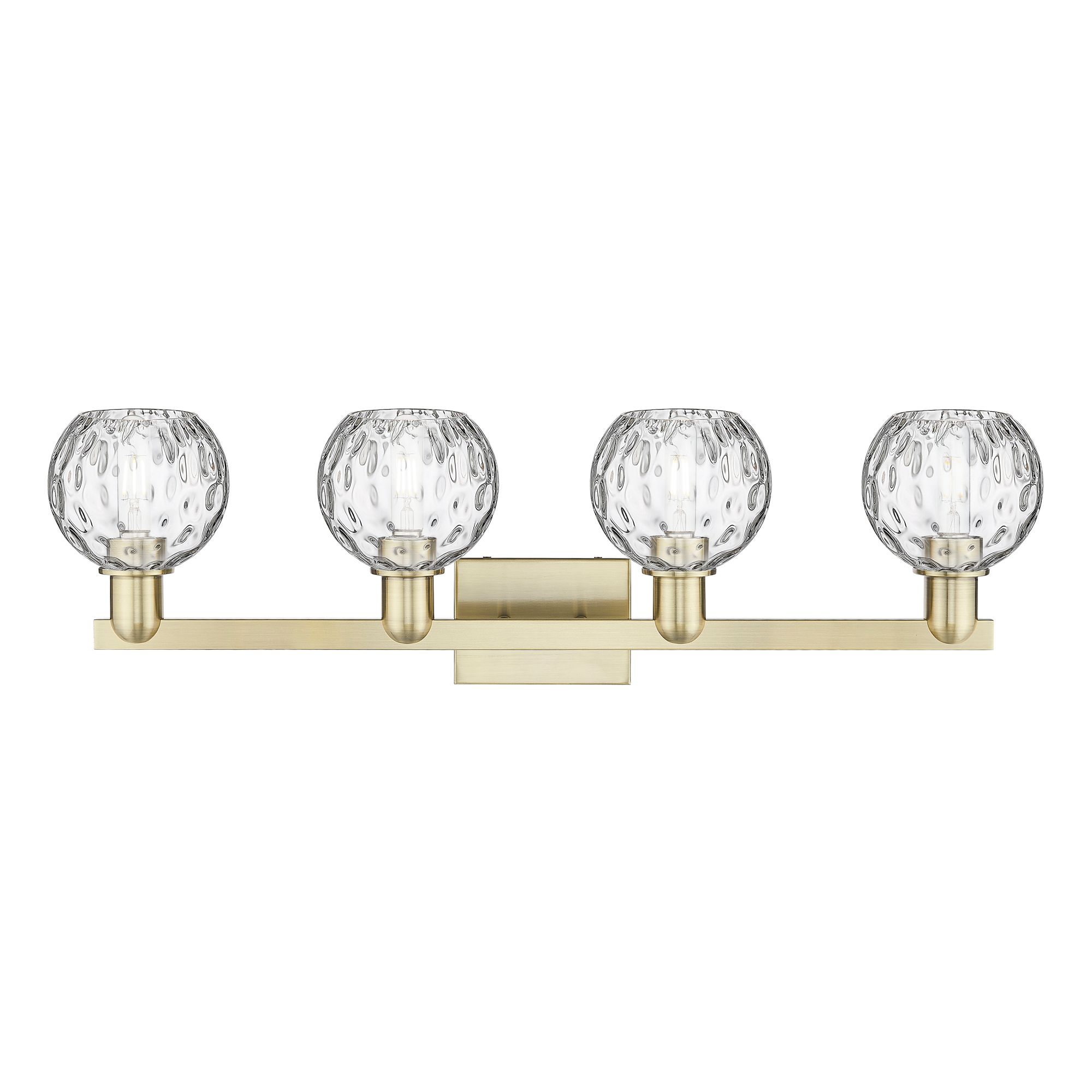 Image 2 Arcadia Athens 33"W 4 Light Brass Vanity Light With Water Glass Shade more views