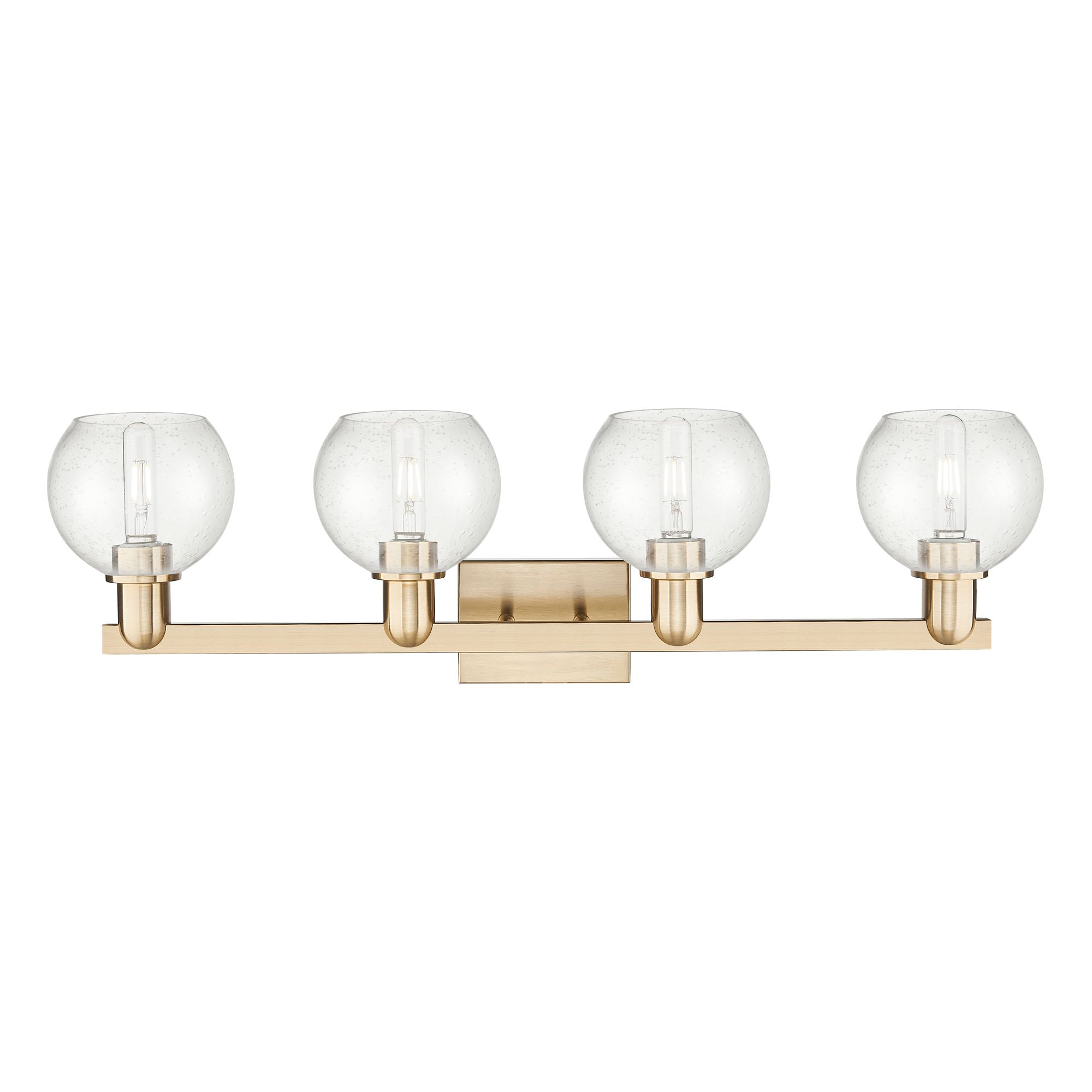 Image 2 Arcadia Athens 33"W 4 Light Bronze Vanity Light w/ Seedy Shade more views