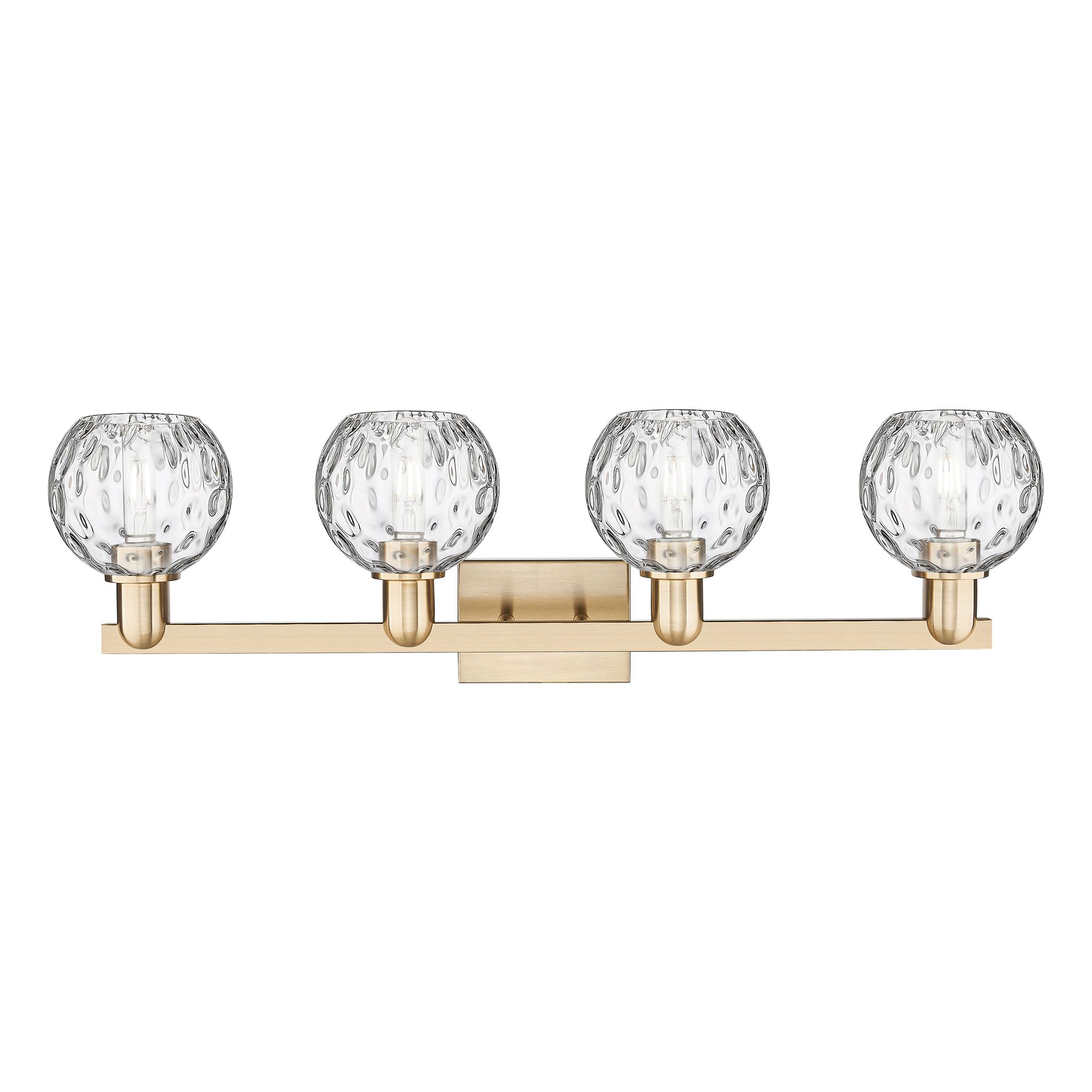 Image 2 Arcadia Athens 33"W 4 Light Bronze Vanity Light w/ Water Glass Shade more views