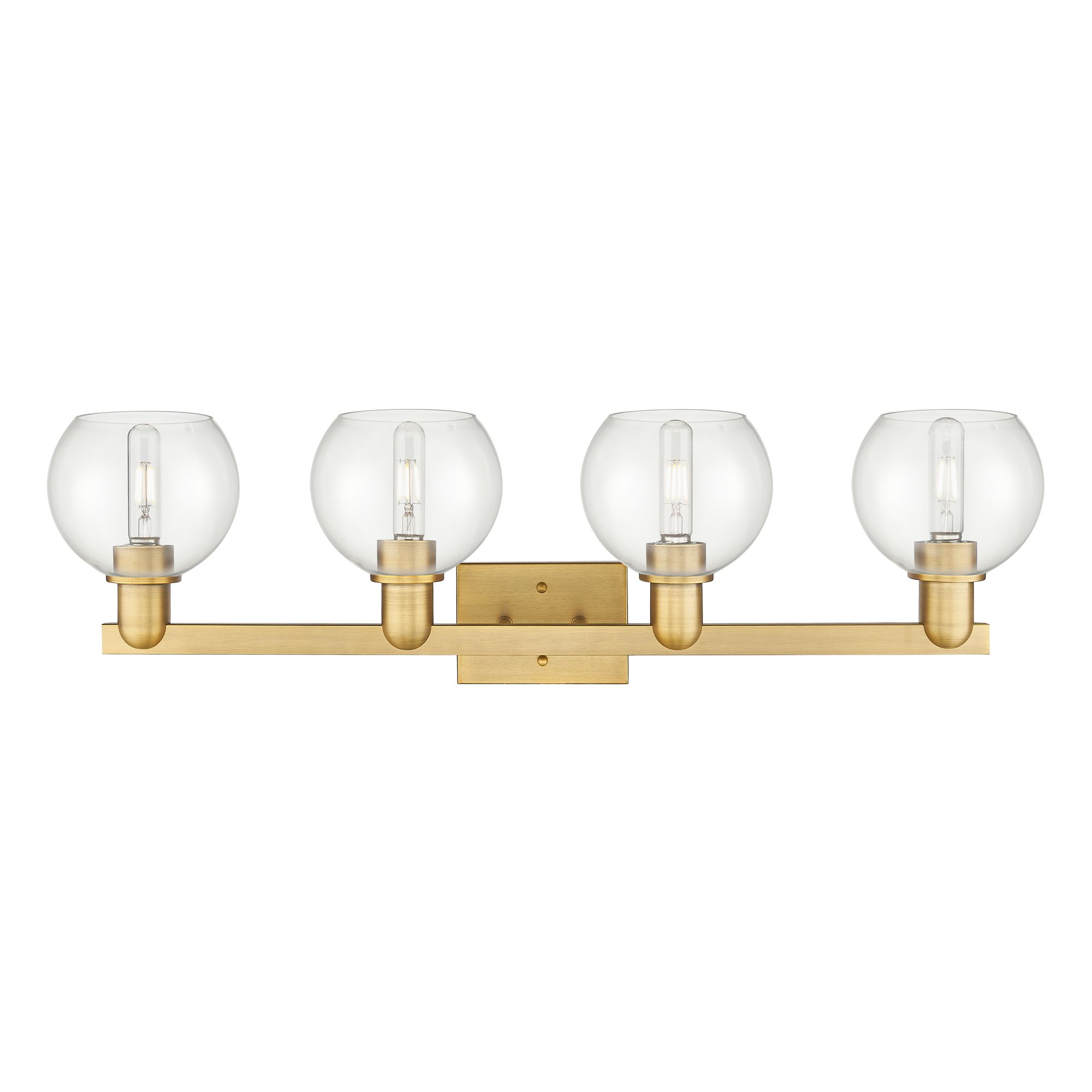 Image 2 Arcadia Athens 33"W 4 Light Brushed Brass Bath Light With Clear Shade more views