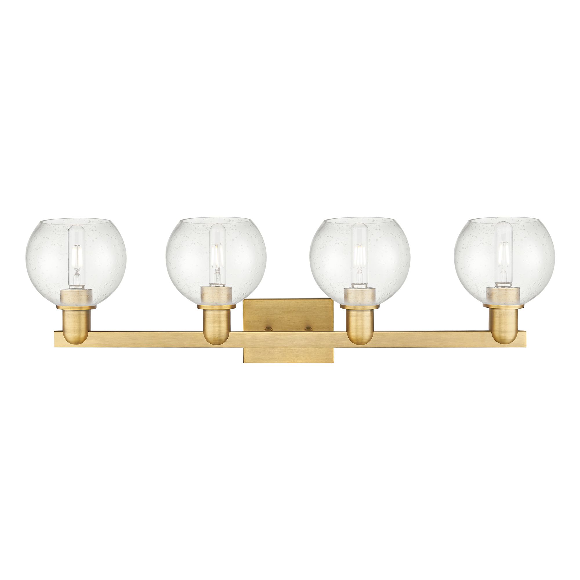 Image 2 Arcadia Athens 33"W 4 Light Brushed Brass Bath Light With Seedy Shade more views