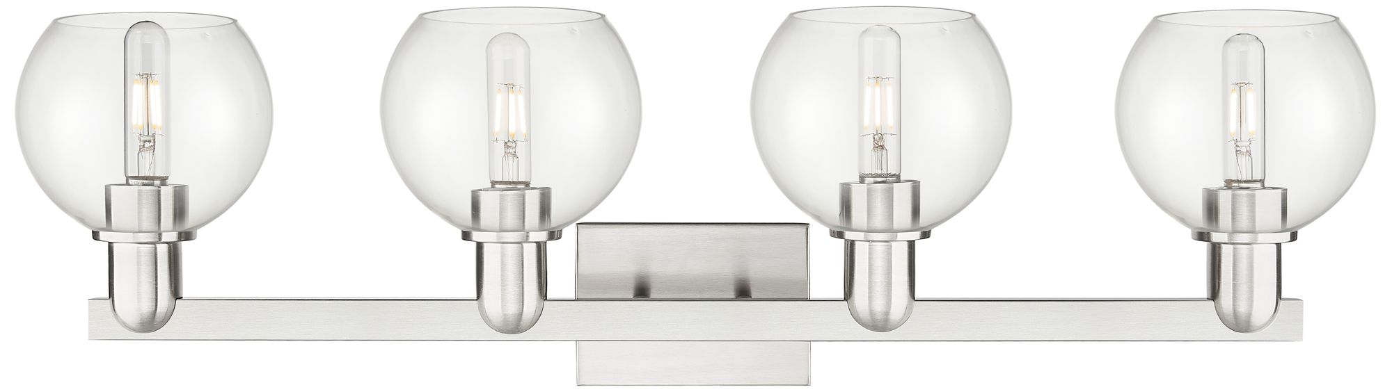 Image 2 Arcadia Athens 33"W 4 Light Brushed Nickel Vanity Light w/ Clear Shade more views