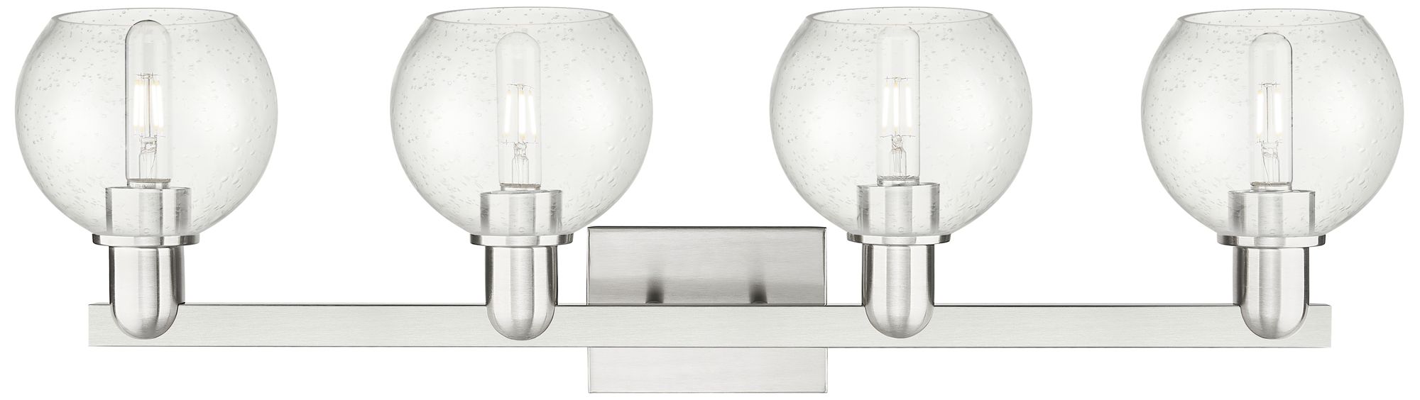 Image 2 Arcadia Athens 33"W 4 Light Brushed Nickel Vanity Light w/ Seedy Shade more views