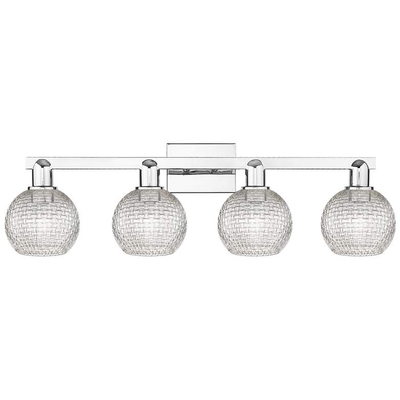 Image 1 Arcadia Athens 33"W 4 Light Chrome Vanity w/ Clear Basketweave Shade