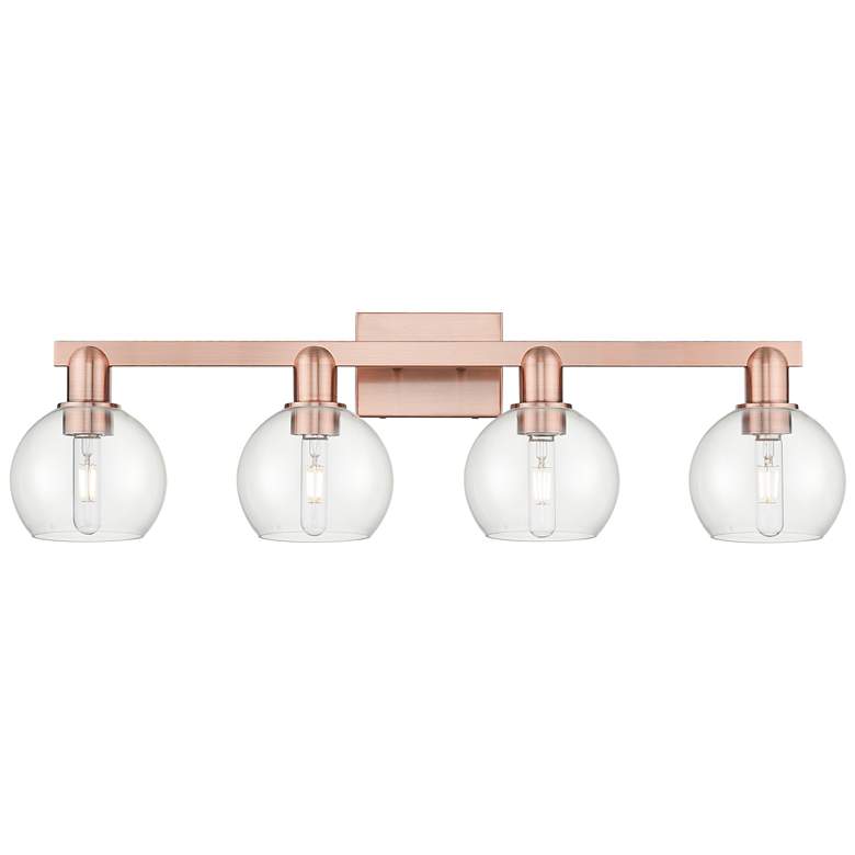 Image 1 Arcadia Athens 33"W 4 Light Copper Vanity Light With Clear Shade