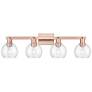 1_Arcadia Athens 33"W 4 Light Copper Vanity Light With Clear Shade