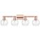 Arcadia Athens 33"W 4 Light Copper Vanity Light With Clear Shade