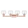 2_Arcadia Athens 33"W 4 Light Copper Vanity Light With Clear Shade more views