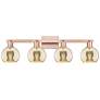 1_Arcadia Athens 33"W 4 Light Copper Vanity Light With Mercury Shade