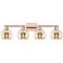 Arcadia Athens 33"W 4 Light Copper Vanity Light With Mercury Shade