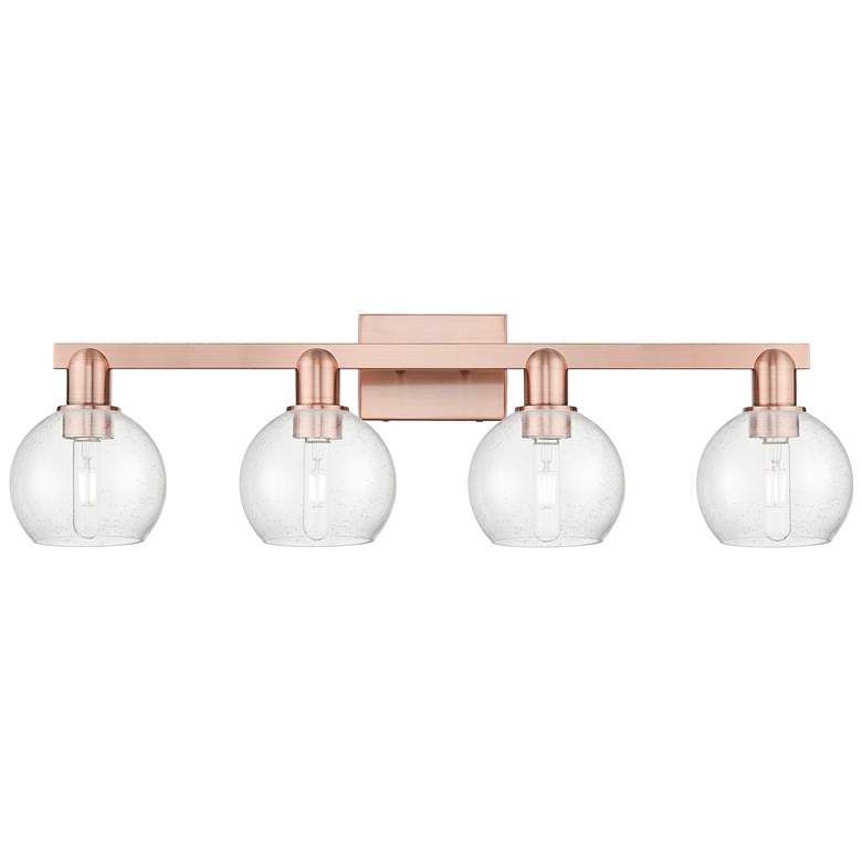 Image 1 Arcadia Athens 33"W 4 Light Copper Vanity Light With Seedy Shade