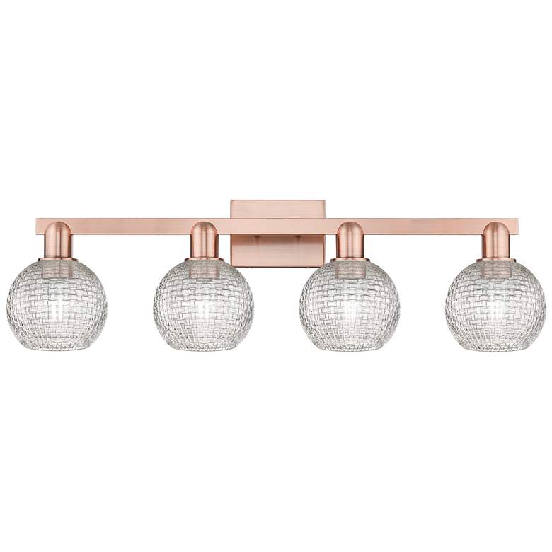 Image 1 Arcadia Athens 33"W 4 Light Copper Vanity w/ Clear Basketweave Shade