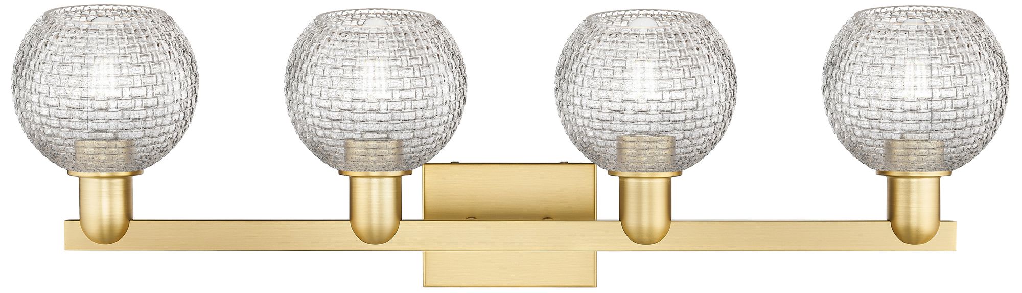 Image 2 Arcadia Athens 33"W 4 Light Gold Bath Light w/ Clear Basketweave Shade more views