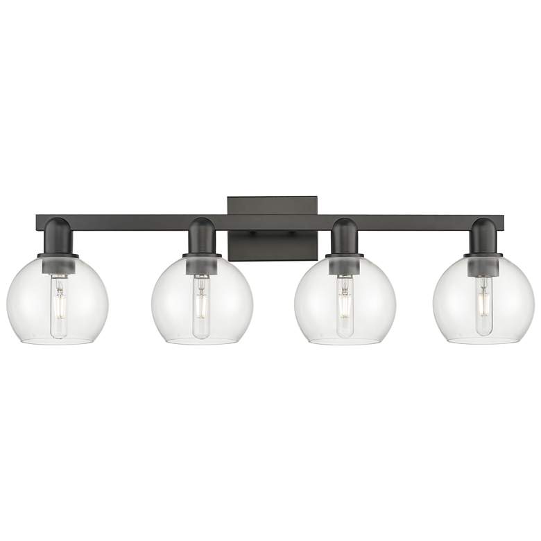 Image 1 Arcadia Athens 33"W 4 Light Matte Black Vanity Light With Clear Shade