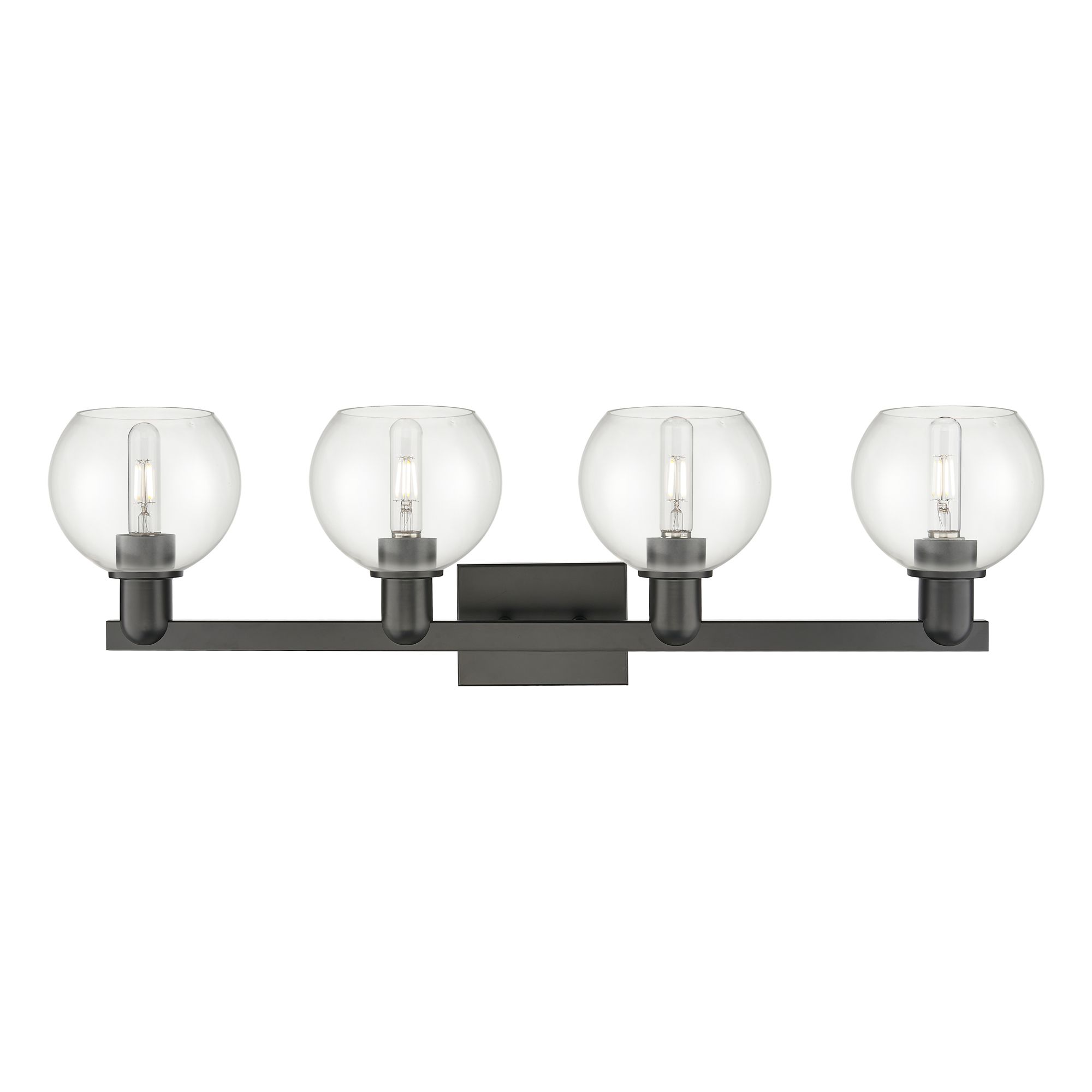 Image 2 Arcadia Athens 33"W 4 Light Matte Black Vanity Light With Clear Shade more views
