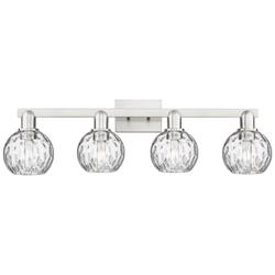 Arcadia Athens 33"W 4 Light Nickel Bath Light w/ Water Glass Shade