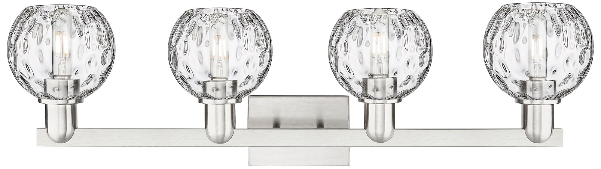 Image 2 Arcadia Athens 33"W 4 Light Nickel Bath Light w/ Water Glass Shade more views