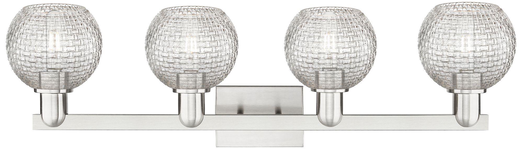 Image 2 Arcadia Athens 33"W 4 Light Nickel Vanity w/ Clear Basketweave Shade more views