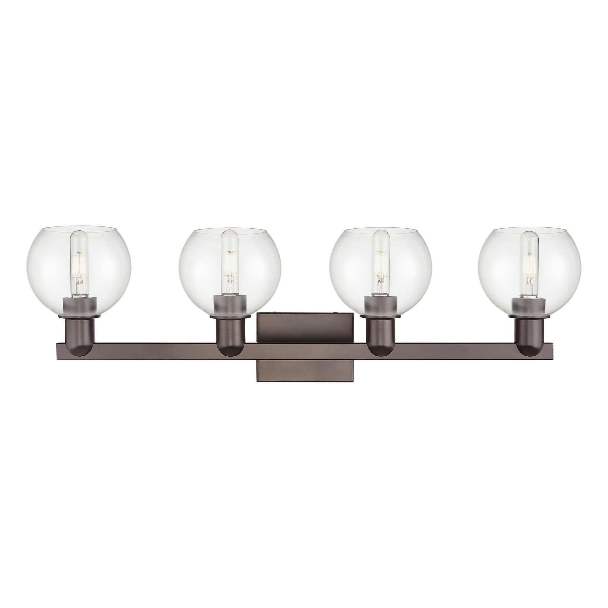 Image 2 Arcadia Athens 33"W 4 Light Oiled Bronze Vanity Light w/ Clear Shade more views