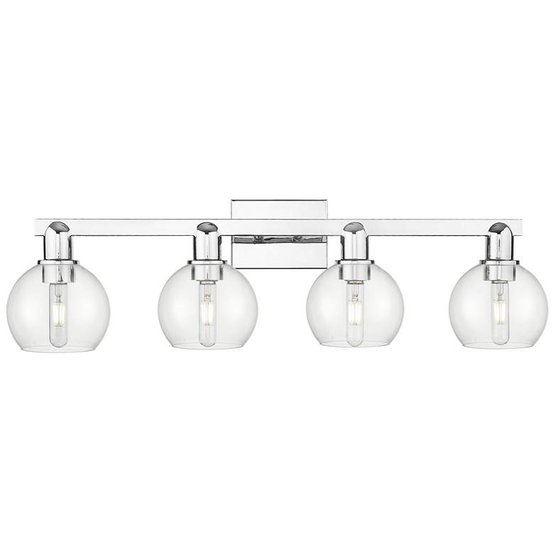 Image 1 Arcadia Athens 33"W 4 Light Polished Chrome Bath Light w/ Clear Shade