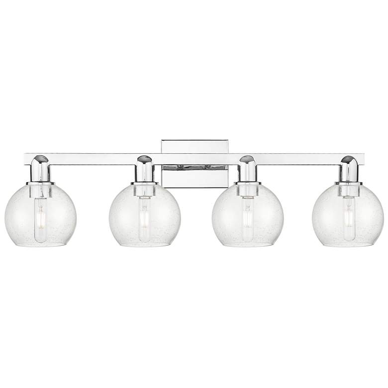Image 1 Arcadia Athens 33"W 4 Light Polished Chrome Bath Light w/ Seedy Shade
