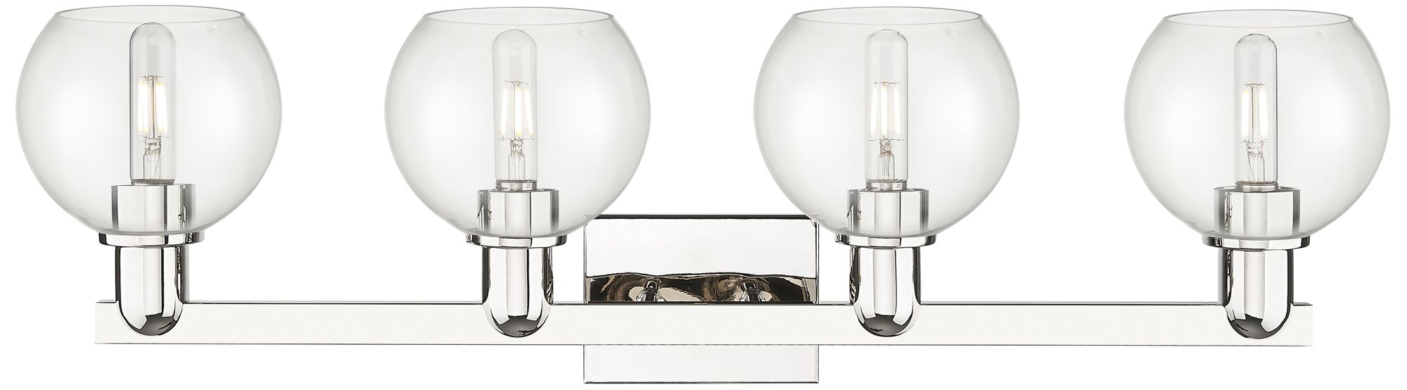 Image 2 Arcadia Athens 33"W 4 Light Polished Nickel Bath Light w/ Clear Shade more views