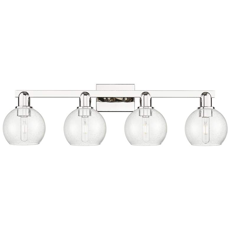 Image 1 Arcadia Athens 33"W 4 Light Polished Nickel Bath Light w/ Seedy Shade